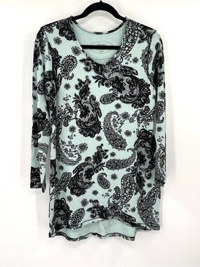 SOMA French Terry Paisley Tunic Live Lounge Wear M Stretch Jersey Lounge Top